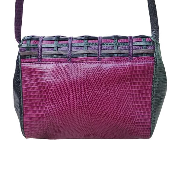 Sharif multi-color leather bag with woven detailing & front tassel, made in USA - Picture 6 of 12